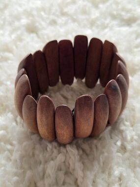Wood Bead Stretch Bracelet - Brown